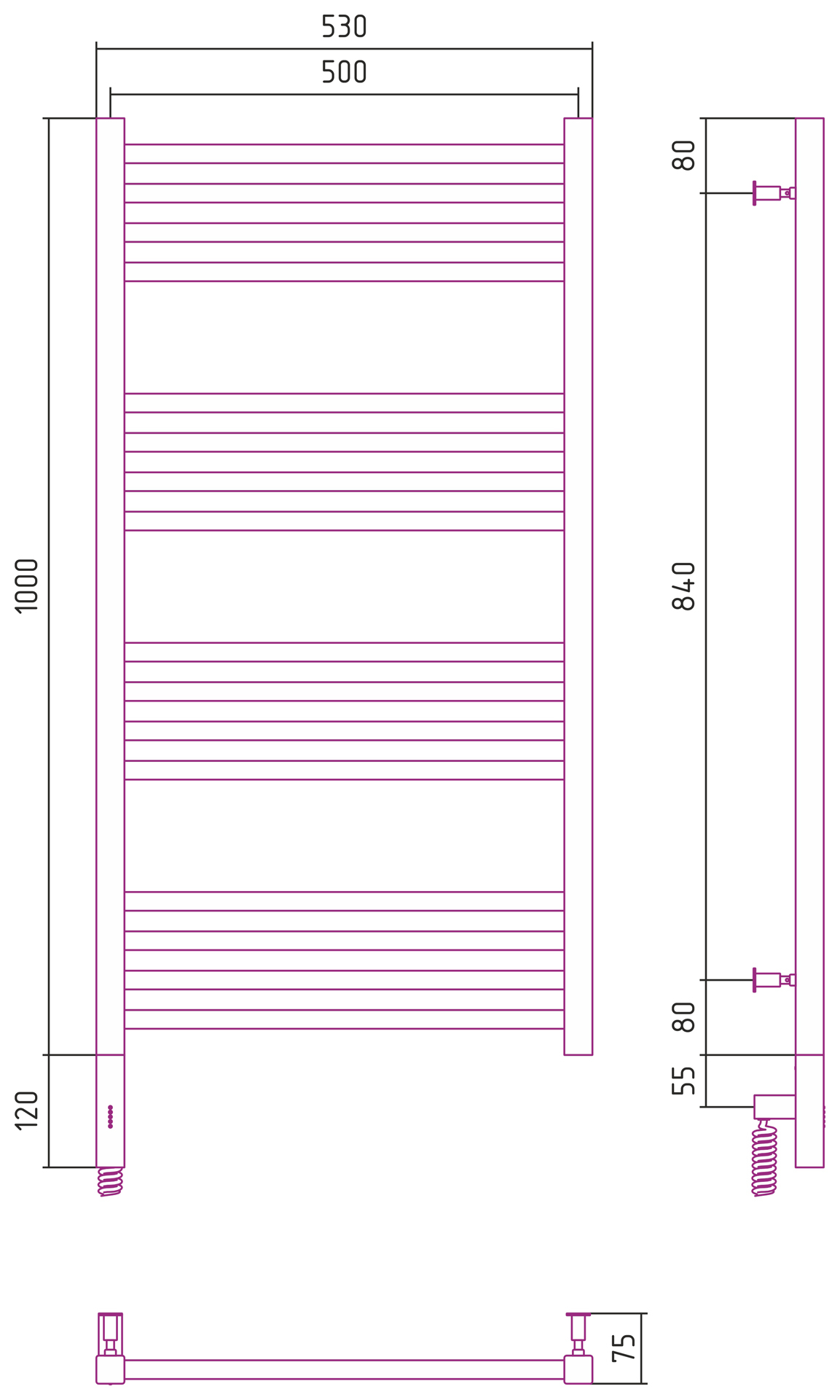 Полотенцесушитель электрический Сунержа Модус 3.0 1000x500