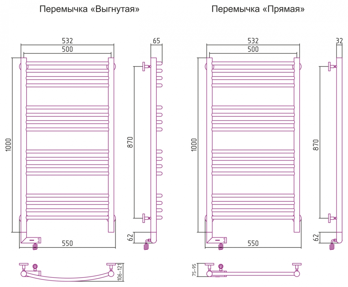 Полотенцесушитель электрический Сунержа Богема 2.0 1000x500