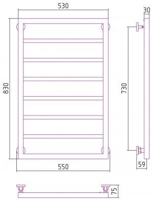 Полотенцесушитель водяной Сунержа Канцлер 800x500