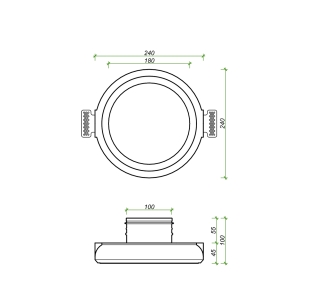 Диффузор под покраску скрытого монтажа SECRET RING 100/90 с приточно-вытяжным вентилятором